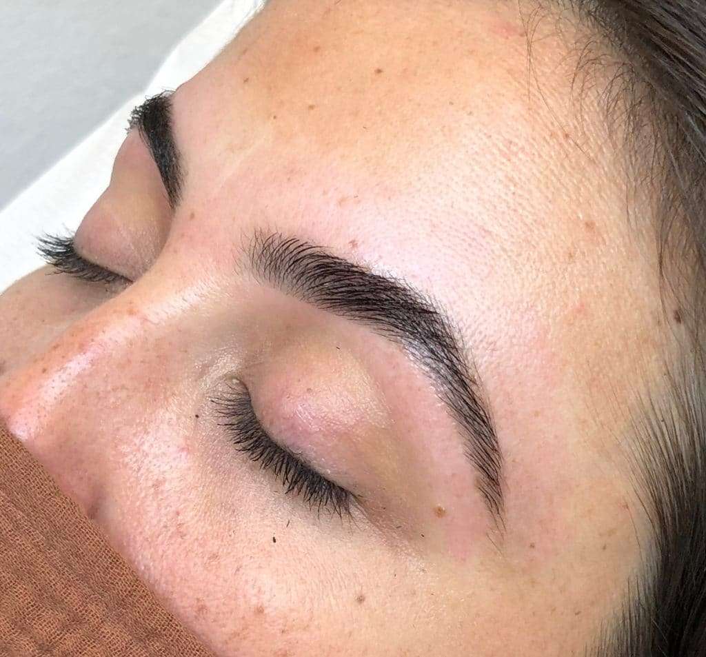 Professional brow shaping treatment enhancing natural brow structure at Beauty Glam Studio in Boca Raton, FL.