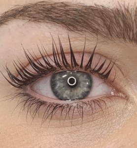 Final lash lift and tint results enhancing eye definition naturally.